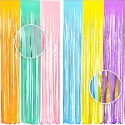 Rainbow Foil Fringe Curtain 2 Pack 3.28x8.2 ft Backdrop