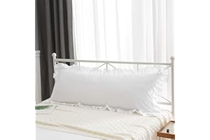 Meaning4 White Body Pillowcase with Ruffles Cotton Pillow Sham Cover 21"X54" 1pc