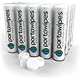Portawipes Compressed Toilet Paper Tablet Coin Tissues | 200 Pack with 20 Carrying Cases | Toilet Paper Tablets | Compressed Towels | Expandable Wipes | Soft & Odor Free