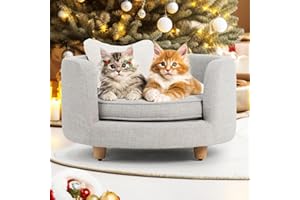 dCee Round Dog Sofa - Cat Couch Holds up to 50 Lbs, 24 in. Soft Velvety Pet Couch for Comfort Sleep, Joint Support, Light Grey