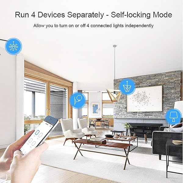 Janhiny 4CH R3 ITEAD 4 Gang WLAN Switch 4 Wege Montage WLAN WLAN Smart Switch Kompatibel mit Amazon Alexa und fr Google HomeNest Smart Home