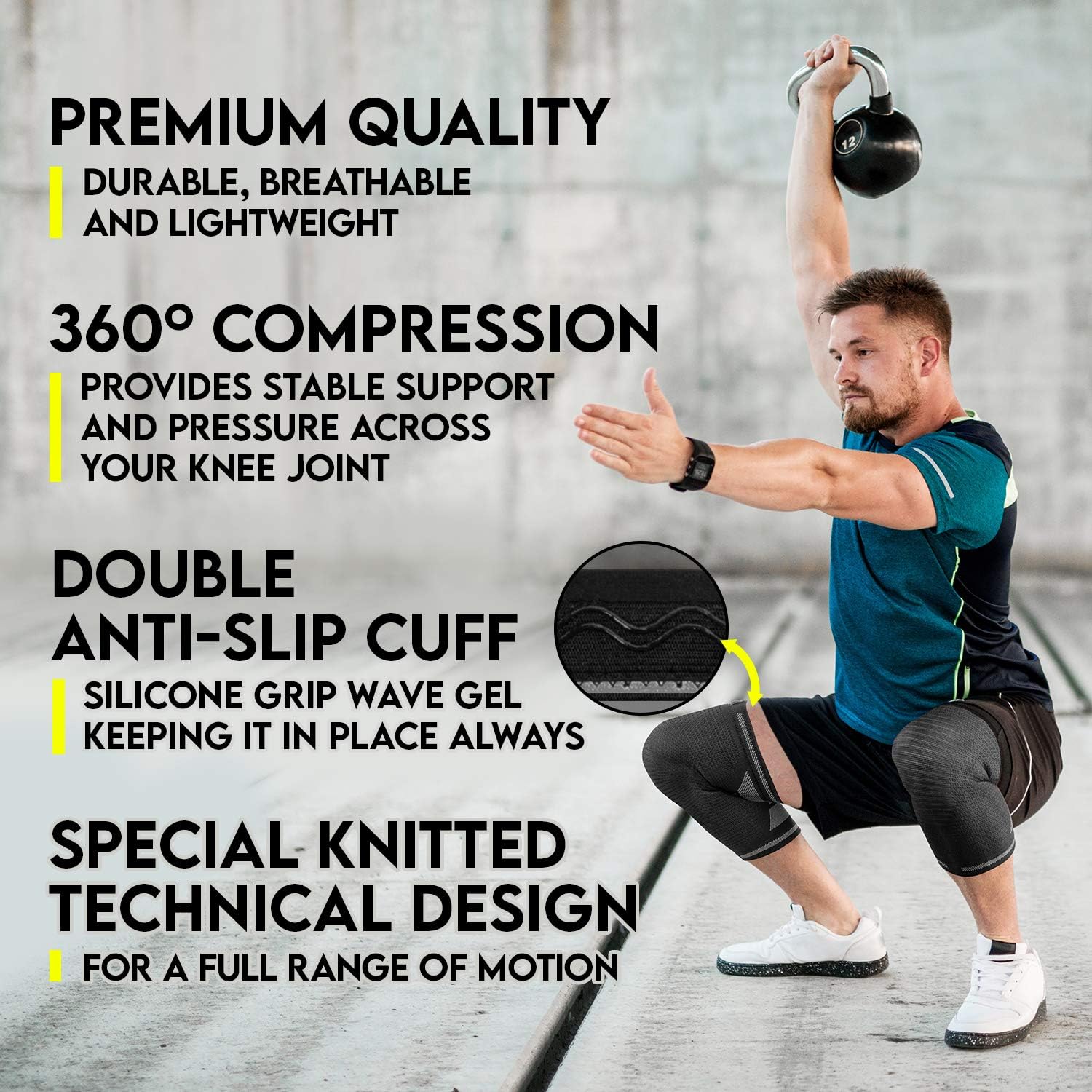 Langov Compression Knee Sleeves for Knee Pain for Women & Men (Pair), Knee braces, Stabilizer Wraps For Weightlifting ,Running, Working Out, Knee Support Relieves Pain from MCL, ACL, Arthritis: Health & Personal Care