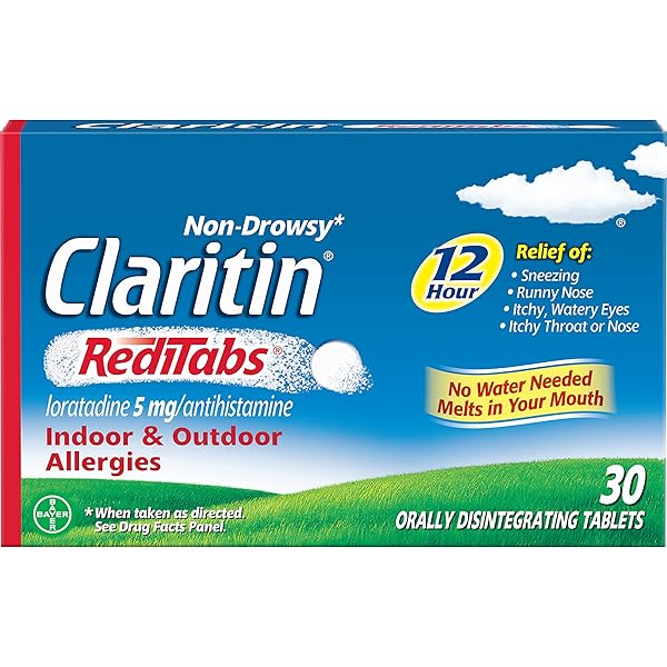 CLARITIN NON-DROWSY REDITABS INDOOR & OUTDOOR ALLERGIES 12 HOUR RELIEF TABLETS – 30 CT, 5MG.