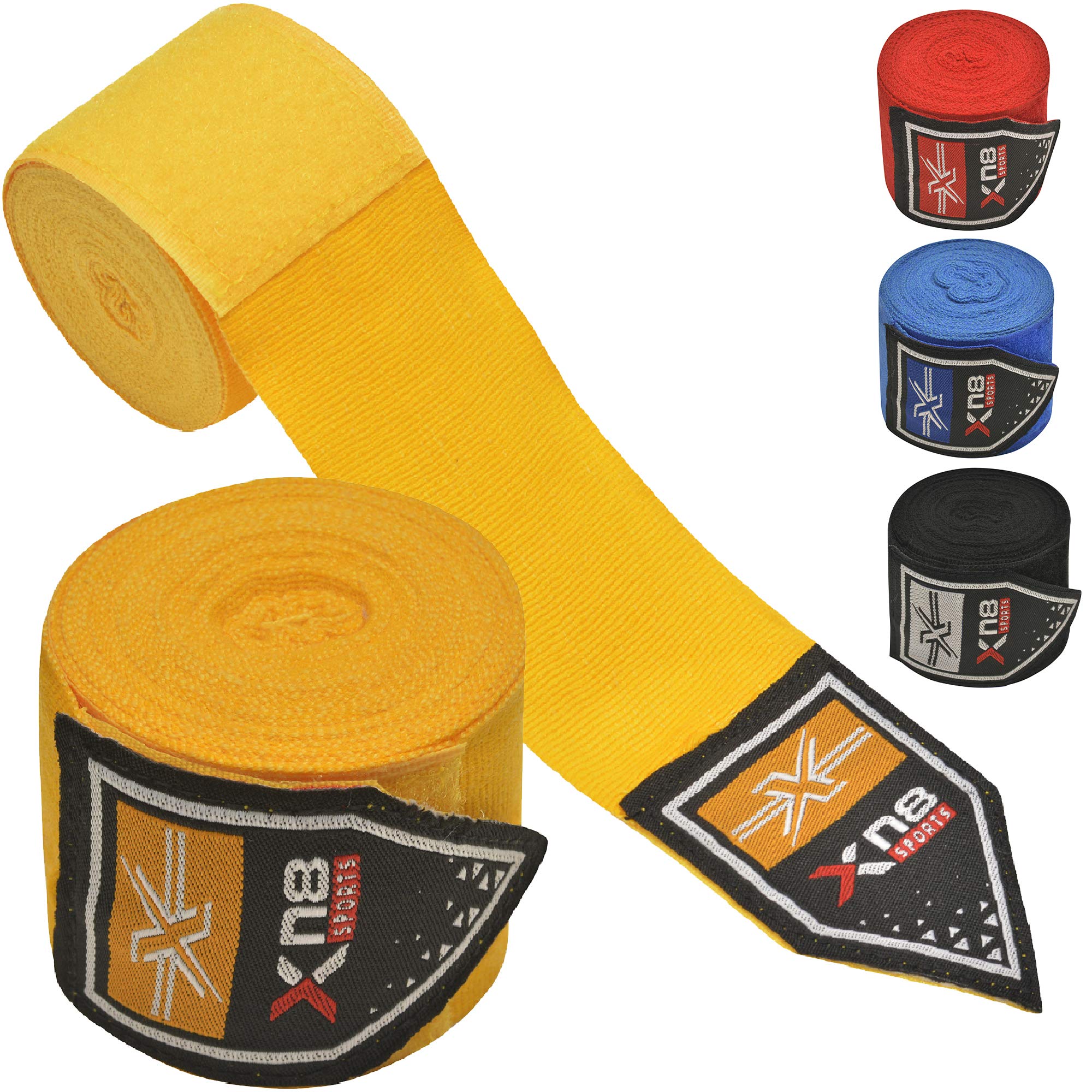 XN8 Boxing Hand Wraps - Inner Gloves Bandages for Punching - Ideal for MMA, Muay Thai, Kickboxing, Martial Arts Training Combat Sports - 4.5 Meter Elasticated Bandages under Mitts