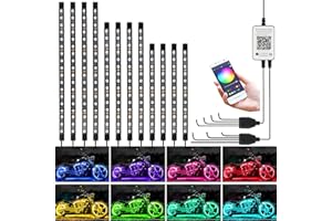 Kairiyard 12PCS Motorcycle Lights Underglow Kit, App Control Multicolor Motorcycle Underglow LED Light Kit Music Sync Waterproof Underglow for Motorcycle Harley Davidson Honda Kawasaki Suzuki