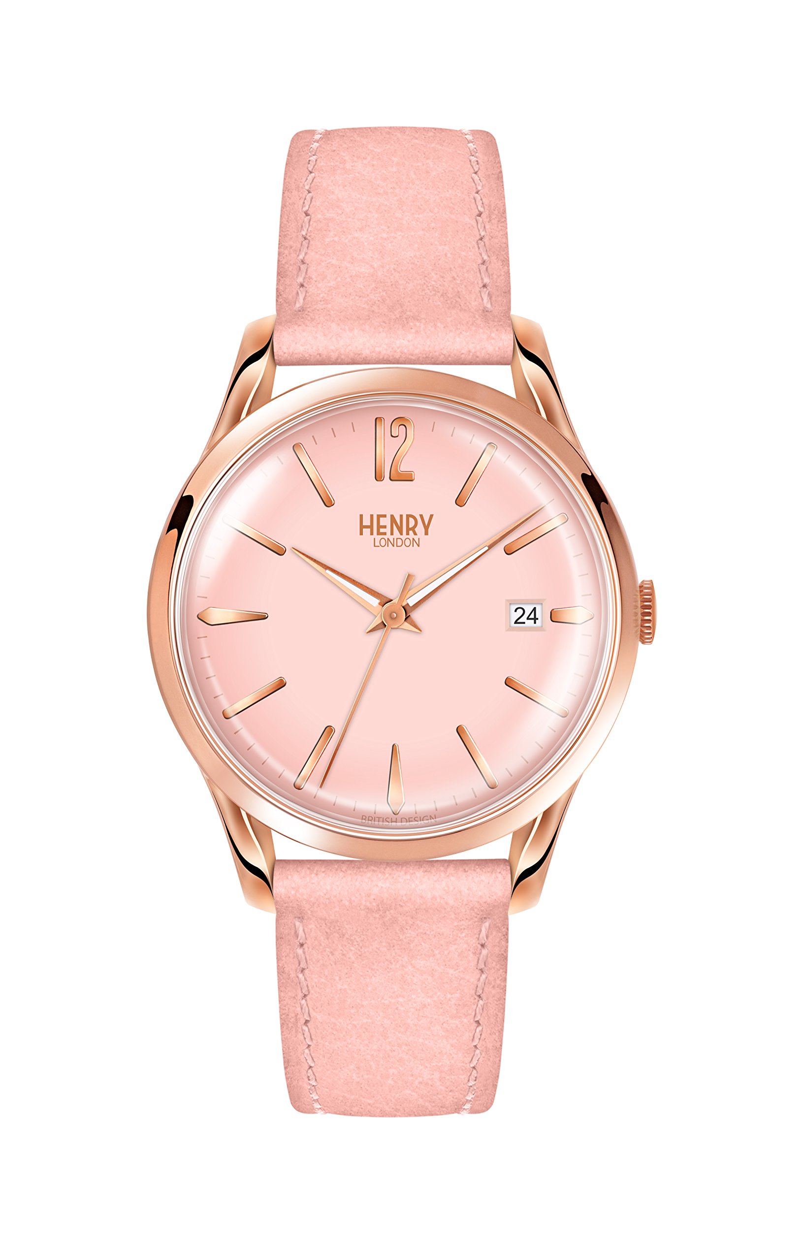 Henry London Unisex Quartz Analogue Pink Dial Pink Leather Shoreditch Watch HL39-S-0156