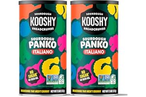 KOOSHY CROUTONS Kooshy Panko Italian Style Breadcrumbs | Vegan, Dairy Free, Non GMO Sourdough Bread Crumbs for Meatballs, Meat Cutlets, Vegetables, Meatloaf, Mac & Cheese (Italiano | 7.5 oz / 2 Pack)