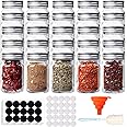 Comrzor 25 Pack 4 OZ Glass Mason Spice Jars, Empty Spice Bottles with Shaker Lids and Airtight Metal Caps for Storage, DIY (C