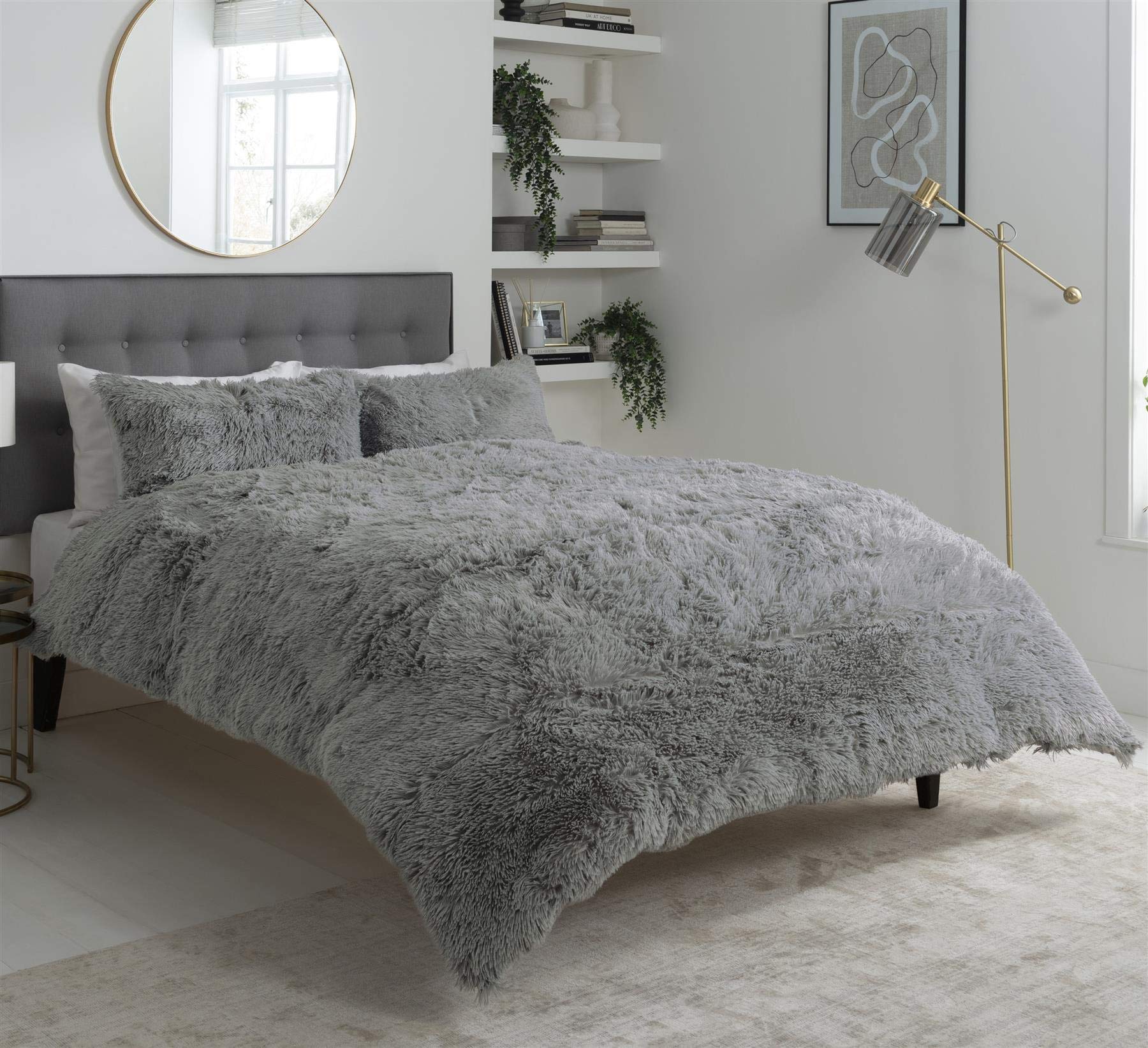 Olivia Rocco Snuggle Duvet Cover Set Super Soft Fluffy Quilt Sets Warm Cosy Winter Bedding, Single Silver — image 1