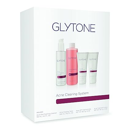 Amazon Com Glytone Acne Clearing System 4 Piece Kit Limpiador Toner Gel 3p Locion De Acne Premium Beauty
