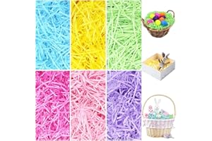 10.6 oz (300g) Easter Grass Recyclable Shred Paper Filler Easter Basket Grass with 6 Colors for Gift Basket Filler, Gift Wrap