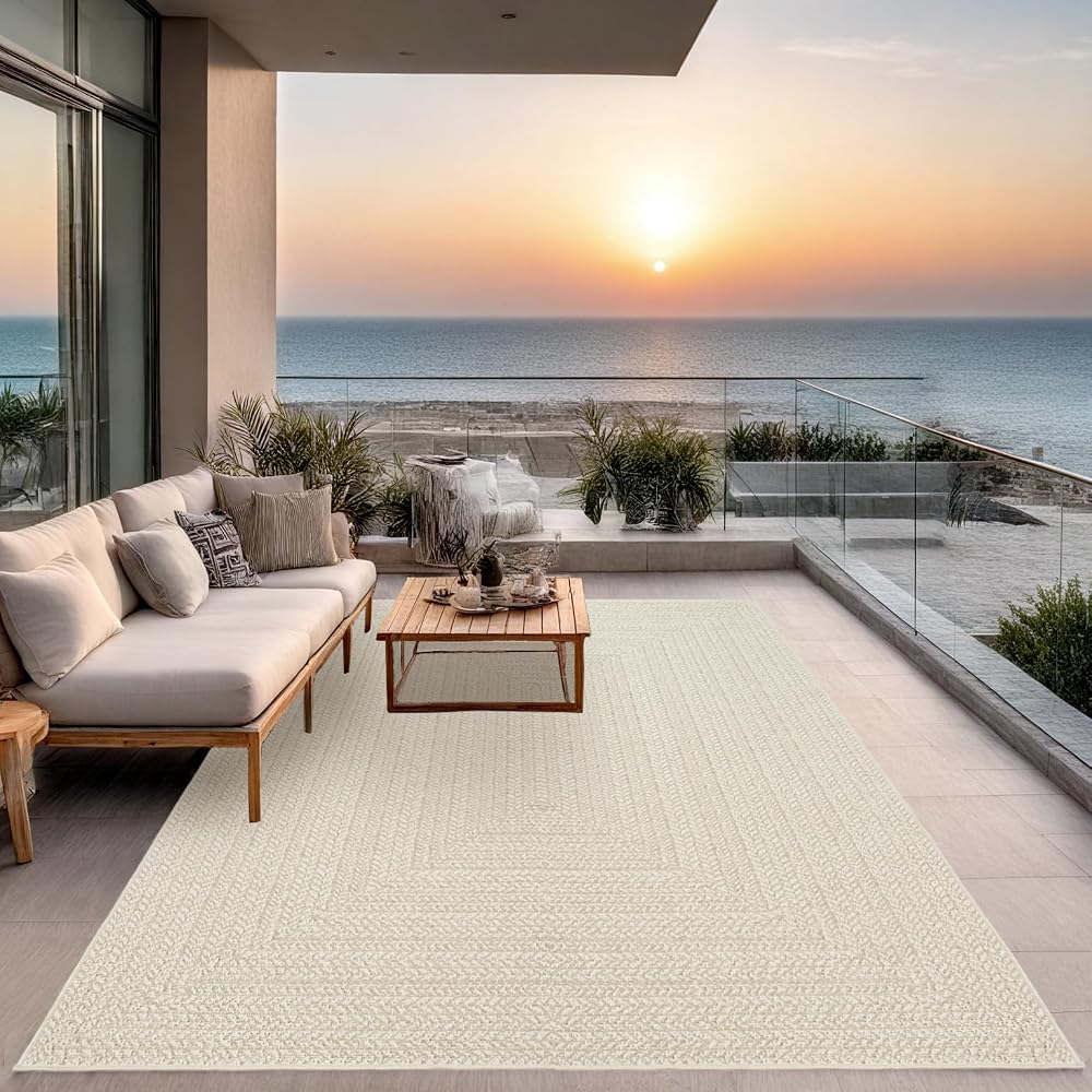 the carpet Kansas Indoor Outdoor Rug Natural Jute Look Cream 160 x 230 cm