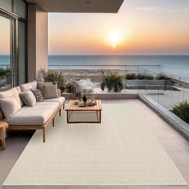 the carpet Kansas Indoor Outdoor Rug Natural Jute Look Cream 160 x 230 cm