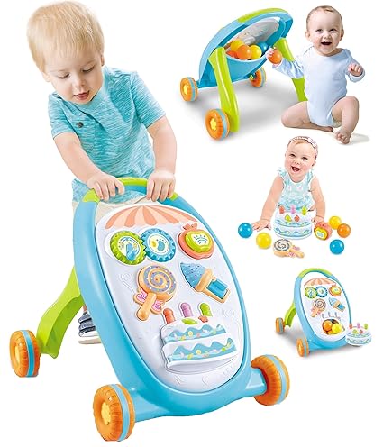 Prakal Baby First Steps Activity Walker Baby Walker Trolley Toy Multi-Function Anti-Rollover 9-36 Months Infant Child Learning Walking Trolley Toys Children Kids Boys and Girls