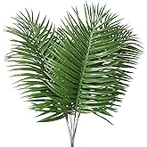 HANDIC 12pcs Artificial Palm Leaves Tropical Plant Outdoor UV Resistant Faux Fake Palm Fronds Plants Greenery Flowers for Hom