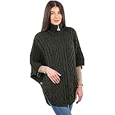 SAOL Irish Cardigan for Women Made of 100% Merino Wool Ireland Poncho with Front Pockets