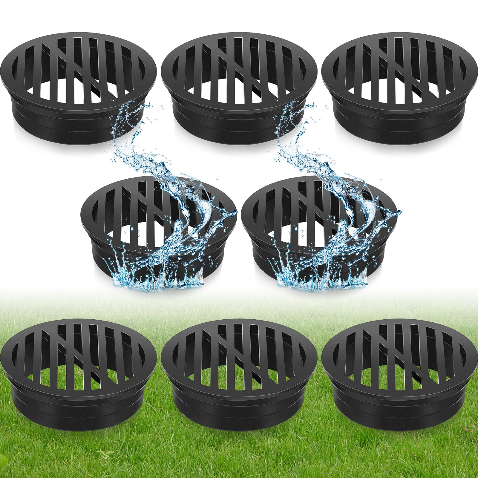 Photo 1 of Taiyin 8 Pcs Round Flat Drain Grate Cover Fits 4 Inch Pipe and Fittings Outdoor Drain Cover Plastic Catch Drainage Basin for Triple Wall Pipe, Sewer, Small Lawns, Landscaping, and Patios1055225498
