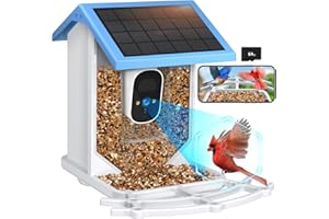 FVWWE Bird Feeder with Camera Solar Powered, Outdoor Smart Bird Feeder, 4 MP HD Auto Capture Bird Videos, Real Time Views and Notifications, Ideal Gift for Christmas