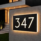 Custom LED House Numbers Sign, Modern Waterproof Backlit Stainless Steel Address Plaque, Personalized Illuminated House Number for Home, Yard, Street, Garage, Shop, Office Solar or Plug-in Power