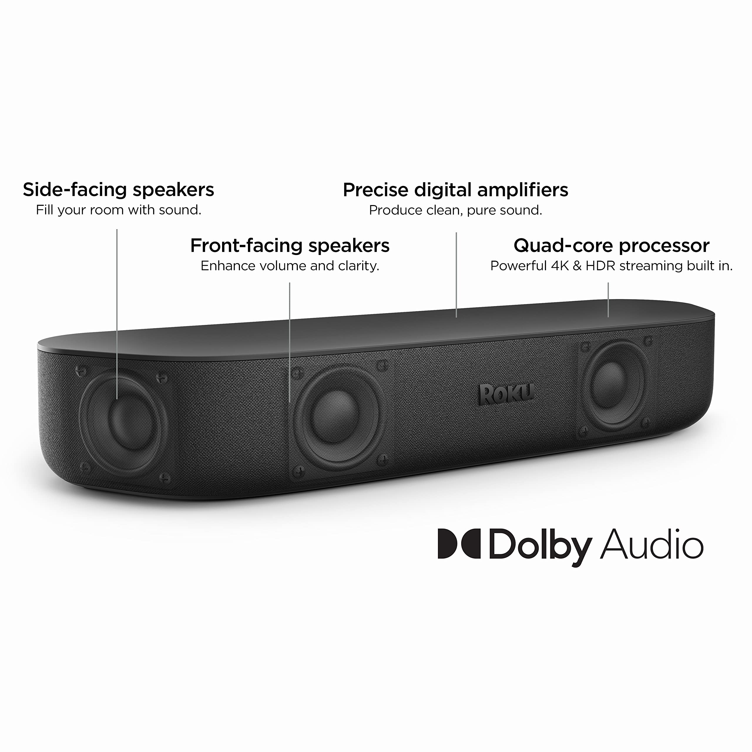 Roku Streambar & Wireless Bass Premium 4K HDR Soundbar with Subwoofer, Voice Remote, Free & Live TV Streaming