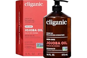 Cliganic Jojoba Oil Non-GMO, Bulk 16oz | 100% Pure for Skin, Hair & Face, Cold Pressed Natural Hexane Free - Hair Relaxer