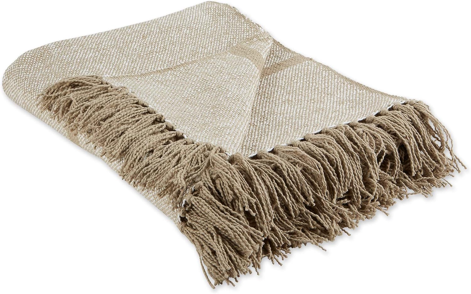 DII Stone Stripe Homespun Woven Throw, 50x60" with 2.5" fringe,