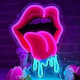Lips Tongue Neon Sign Tongue LED Neon Light Up Sign for Wall Decor Tongue Drool LED Sign Neon Light for KTV Bar Pub Man Cave Bedroom Party Wedding Decor
