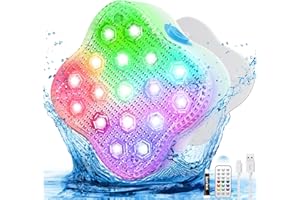 AUDLES Submersible Led Lights with Remote, Upgraded Rechargeable Pool Lights Bath Tub Lights Spa Lights Pond Lights Underwater Lights Swimming Pool Lights for Aboveground Inground Pools