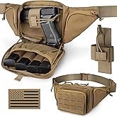 WYNEX Concealed Carry Fanny Pack Pistol Pouch, Tactical Fanny Pack Handgun Pouch with Universal Pistol Holster CCW EDC Waist Pack of Adjustable Paracord Suspension System for Men