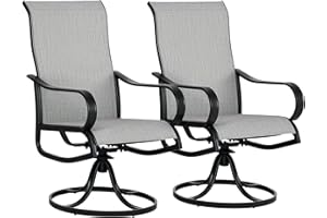 Outsunny 2-Piece Swivel Patio Dining Chairs, 360° Swivel Rocking Outdoor Chairs with Curved Armrests, Breathable Mesh Seat & 