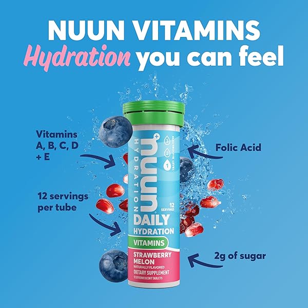 NUUN VITAMINS ELECTROLYTE TABLETS WITH VITAMIN D, C, E, A, & B6, FOLIC ACID, MAGNESIUM & 4 OTHER ESSENTIAL ELECTROLYTES, GLUTEN FREE & VEGAN, MIXED FRUIT, 4 PACK (48 SERVINGS TOTAL)