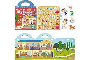 JOFREY 3D Sticker Books for Kids,Reusable Stickers for Toddlers, Educational Learning Toy for Boys&Girls Ages 2-4, My House Theme Stickers, Birthday Gift for Kids Ages 3 4 5 6