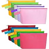 Sinzip 10 Pieces Cotton Canvas Makeup Bag with Bottom and Strap, Multi-Purpose Cosmetic Bag with Zipper Travel Toiletry Pouch, Blank DIY Craft Bag (Multicolor 02, S)