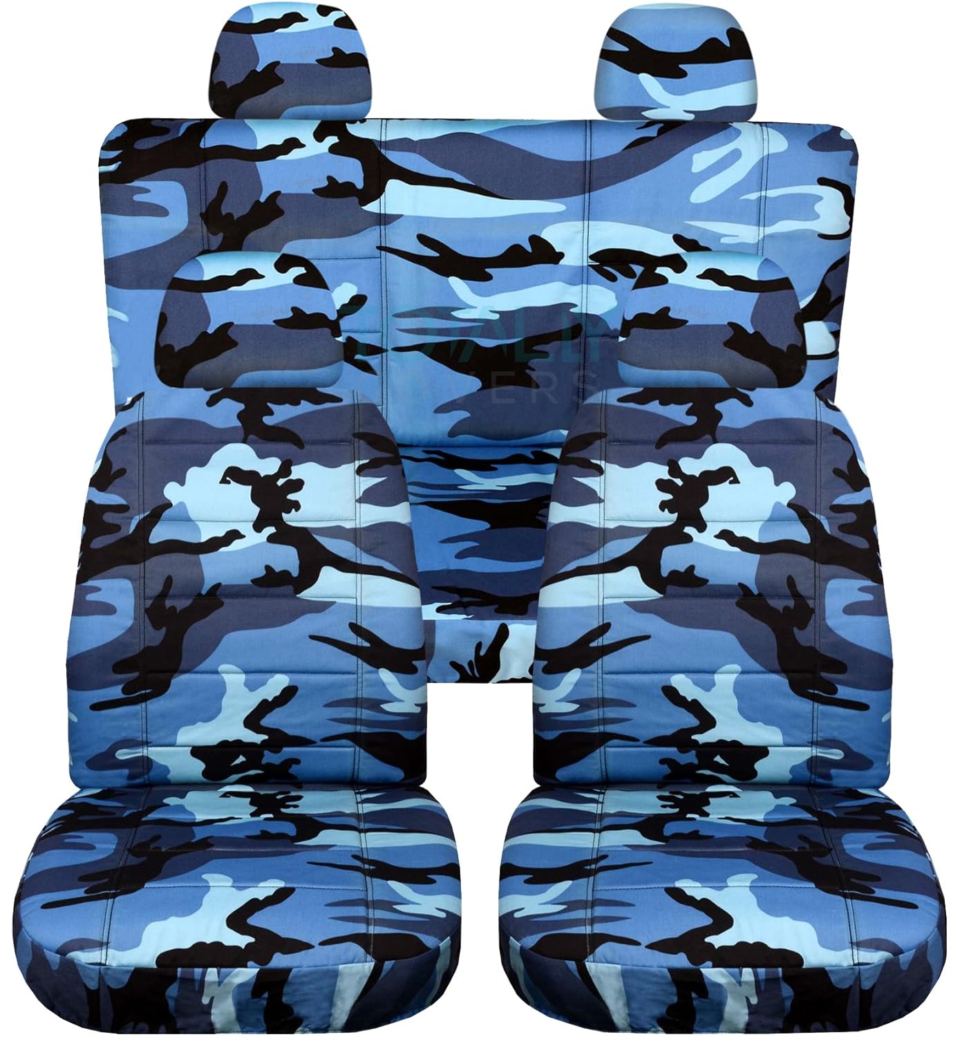 Camouflage Car Seat Covers w 4 (2 Front + 2 Rear) Headrest