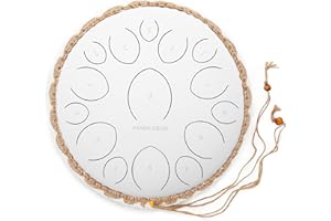 Panda Drum Pro (White) | Steel Tongue Handpan with Music Book, Mallets, Carrying Bag & Finger Picks | 15 inch, 432 Hz | Rain Drum for Inside & Outside | Calming Musical Instrument for Adults & Kids