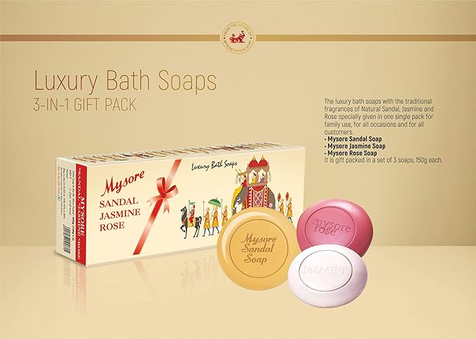 Amazon Com Mysore Sandal Jasmine And Rose Bath Soaps 5 3oz Each Beauty