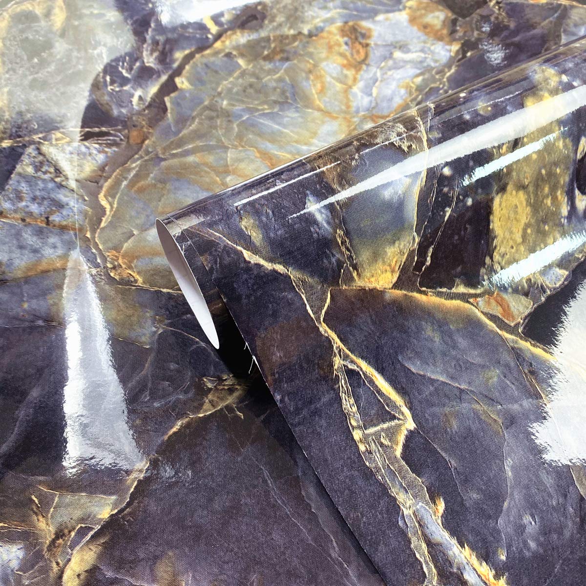 Mesoar Sapphire Marble Adhesive Paper Counter top Granite Vinyl Decorative Film Sticky Back Plastic Roll,40cm by 200cm