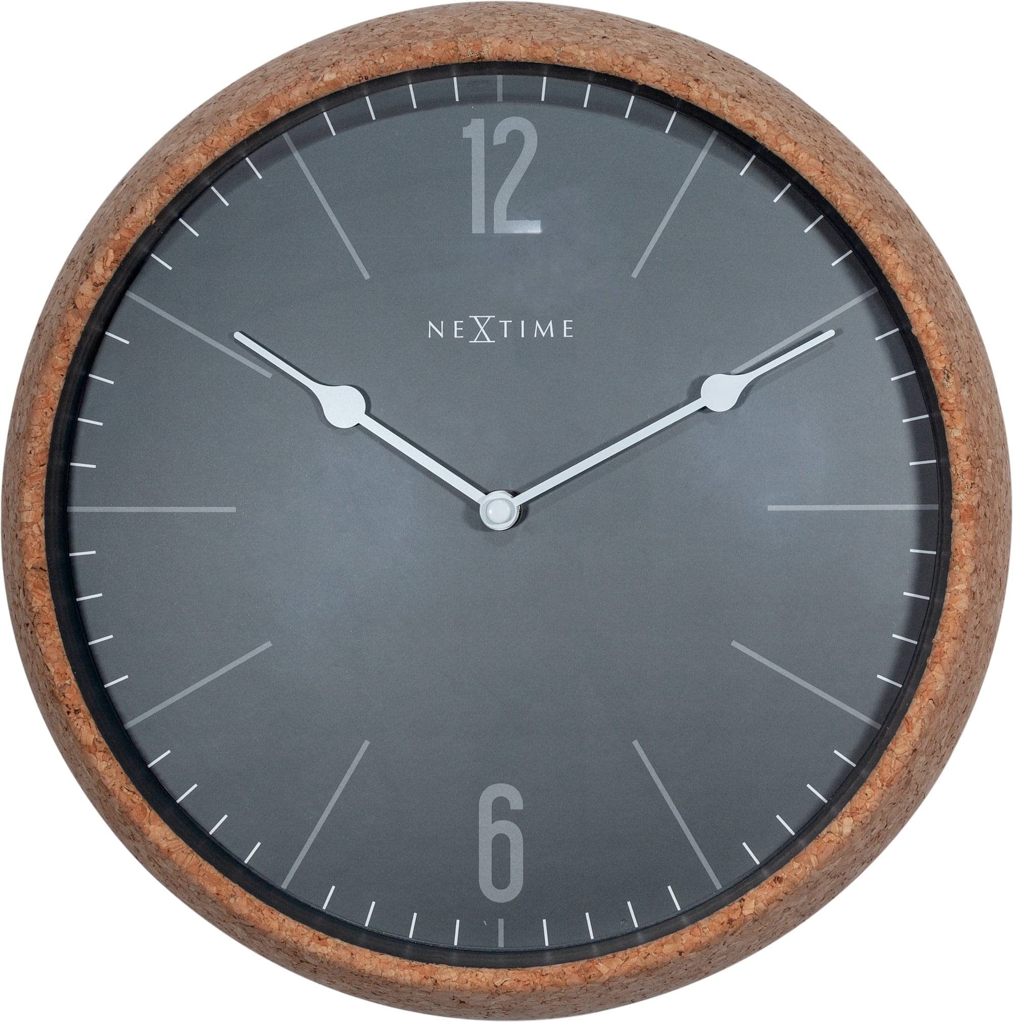 NeXtime - Wall Clock - Diameter 30 cm - Cork/Glass - Grey - 'Cork'