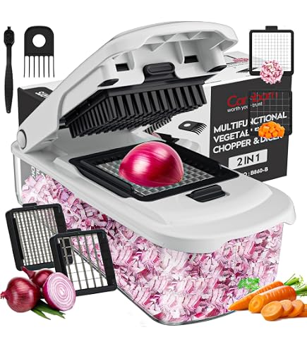 2025 UPGRADE Vegetable Chopper Pro - 14-in-1 BPA-Free Salad Cutter, Onion Dicer, Kitchen Gadget With Safety Guard (Green) - View #2