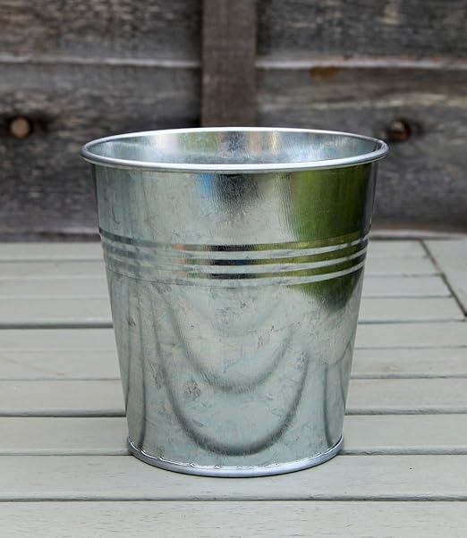Spring life GALVANIZED ZINC TIN METAL BUCKET HERB FLOWER POTS PLANTER