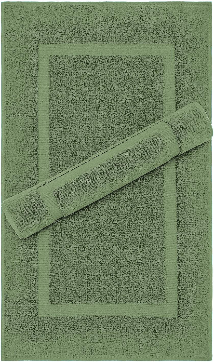 900 GSM Machine Washable 20x34 Inches 2-Pack Banded Bath Mats, Luxury Hotel & Spa Quality, 100% Ring Spun Genuine Cotton, Maximum Softness & Absorbency by United Home Textile, Sage Green: Kitchen & Dining