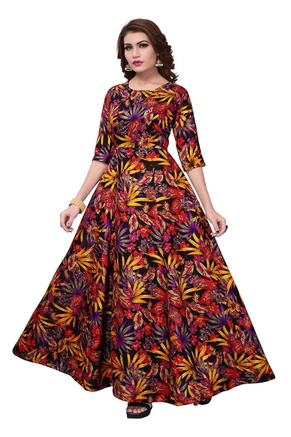 julee women's banglory satin semi-stitched gown (zorba 8061 flower-059_free size)