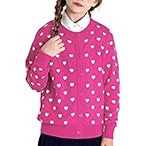 BOBOYOYO Girls Cardigan 100% Cotton Kids Heart Cardigan Sweater Valentines Long Sleeve Toddler Girl Soft Knit Cardigan