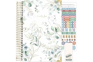 bloom daily planners HARDCOVER 2025 Calendar Year Day Planner (January 2025 - December 2025) - Passion/Goal Organizer - Monthly & Weekly Inspirational Agenda Book - 5.5" x 8.25" - Eucalyptus, White