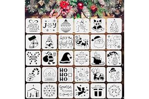 MAGIDOVE 30PCS Christmas Stencils 3x3 Inch Small Stencils for Painting on Wood Reusable Stencils for Craft Small Ornaments Merry Stencil (Christmas)