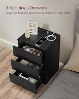 VASAGLE Kailyn Bedside Tables with Power Strip Ebony Black LET831B57 view 4