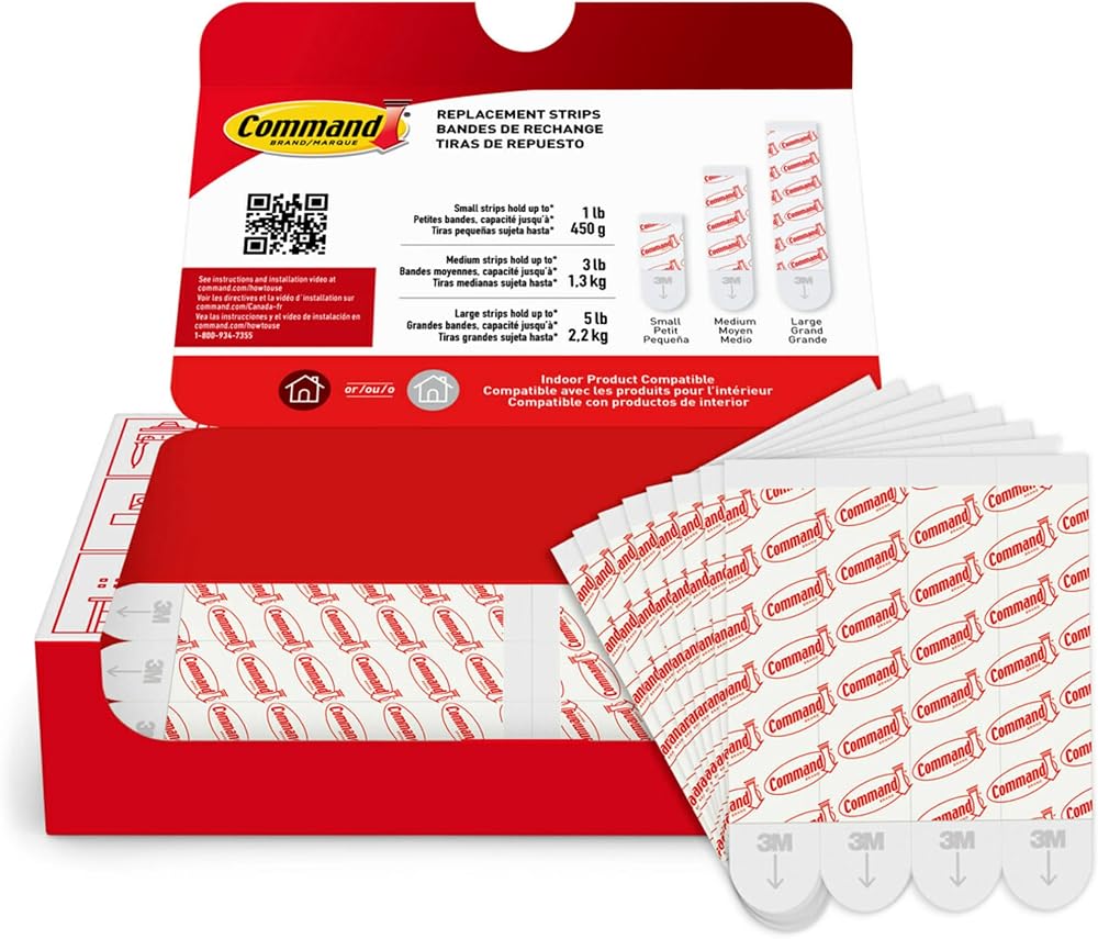 Command White Large Refill Adhesive Strips 20 Count Holds 5 Pounds