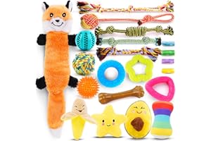 Puppy Toys 21 Pack, Small Dog Chew Toys with Rope Toys for Teething Pet Cute Squeak Toy with Treating Ball for Puppy, Small D