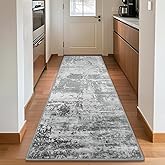 HOMORE 2x6 Runner Rug for Kitchen Hallways Runners Rugs,Grey Area Rug Non Slip Washable Rugs for Entrway Soft Abstract Carpet for Entrance Bedroom Living Room Bathroom Dorm
