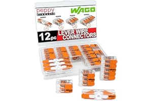 Peppy Products WAGO 221 Lever Nuts 12pc Compact Splicing Wire Connector Assortment with Case | Includes (3X) 221-2401, (3X) 2